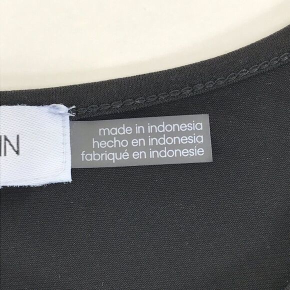 Calvin Klein Sheer Sleeve Blouse Women's Size Medium Black Stretch Career Party - Picture 10 of 12